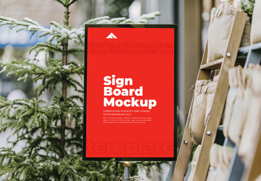 Vertical Poster Mockup in a Darker Urban Setting with Recessed Lighting