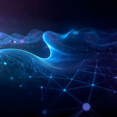 Futuristic Blue Particle Nebula with Glowing Light Effects in a Dark Cosmic Background