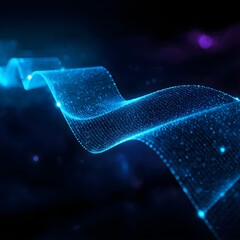 Futuristic Blue Particle Nebula with Glowing Light Effects in a Dark Cosmic Background