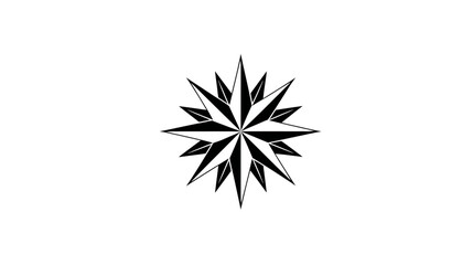 Obraz premium Vector illustration of a black and white intricate multi-pointed starburst symbol on a clean white background. Abstract graphic design element.