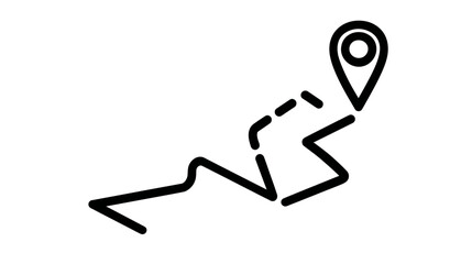 Detailed route path with a map location pin icon. Concept for navigation, travel, destination, and journey tracking.