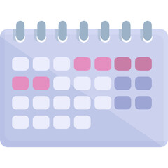 Flat Calendar Icon With Pink And Purple Squares On Transparent Background Representing Birth Control And Family Planning