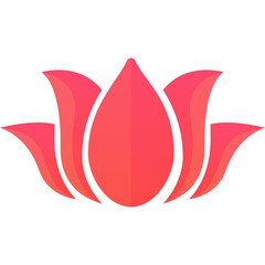 Obraz premium Flat Design Coral Pink Lotus Flower Icon Isolated on Transparent Background for Wellness and Spirituality Concepts