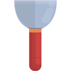 Flat Illustration Of A Putty Knife With A Red Handle And A Light Blue Metal Blade On A Transparent Background