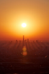 China Zun solar halo phenomenon and city skyline view, Beijing, China