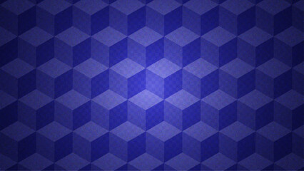 Blue Pattern With Cube On Transparent Checkerboard Background. Geometric Texture With Cubes And Grid. 3d Optic Illusion. Blue Abstract Bg With Checker Design. Tech Vector Graphic With Geometry Blocks.