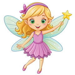 Blonde Fairy with Wings Isolated