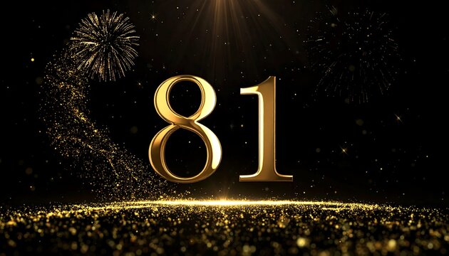 Celebrating a milestone, shimmering golden numerals against a dark canvas with festive fireworks and sparkling embellishments - Powered by Adobe