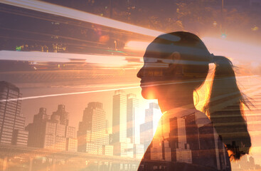 People Never giving up, reaching your goals. Woman in the city feeling determined and strong.	