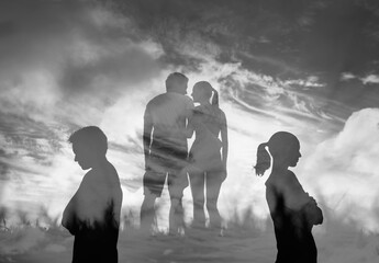 Couple divorce, people relationship problems marriage breakup 