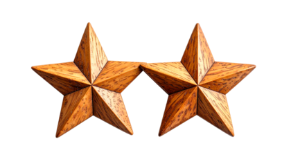 A Wood Christmas star decoration isolated on a white background, symbolizing the festive holiday season