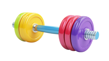 Colorful Dumbbell Weights isolated on a transparent background