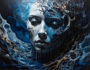 Reflecting Depression and Mental Illness. Emotional Freeze. Generated image.