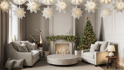 beige Modern Christmas living room