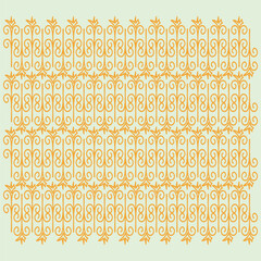 Seamless decorative pattern with elegant golden floral ornaments on a soft green background, perfect for fabric, wallpaper, and traditional design projects.