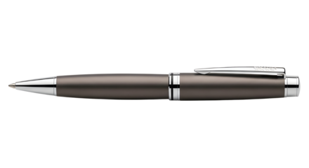 Elegant brown metal pen for writing and signing documents isolated PNG with Transparent Background