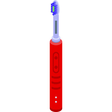 Isolated Red Electric Toothbrush With Blue Brush Head On Transparent Background Healthy Dental Hygiene Tool For Oral Care