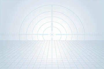 Futuristic grid minimal background clean lab polar arch backwall radar target blue tone tech design abstract geometry modern studio. Minimal background with futuristic grid and polar arch evokes