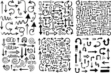 Obraz premium Hand Drawn Arrows Collection Doodle Sketch Set.