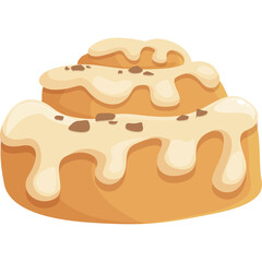 Delicious Cinnamon Roll Pastry Topped with Creamy White Icing and Chocolate Sprinkles Isolated on a Transparent Background