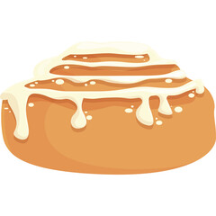 Sweet Cinnamon Roll Pastry With Cream Cheese Frosting Dripping Down The Sides Isolated On White Background