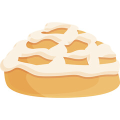 Sweet Cinnamon Roll Pastry with Cream Cheese Icing Isolated on Transparent Background for Desserts and Baking Concepts