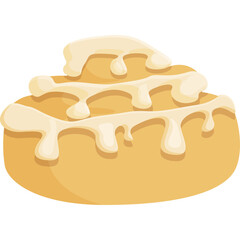 Sweet Cinnamon Roll Pastry with Creamy Icing Drizzle Isolated on Transparent Background