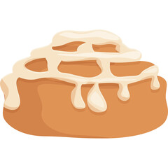 Sweet Cinnamon Roll With Cream Cheese Frosting Drizzled On Top Isolated On Transparent Background Delicious Baked Pastry For Breakfast Or Dessert