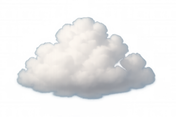 White fluffy cloud against a transparent background. Concept displaying weather patterns, clean air, freedom, and climate