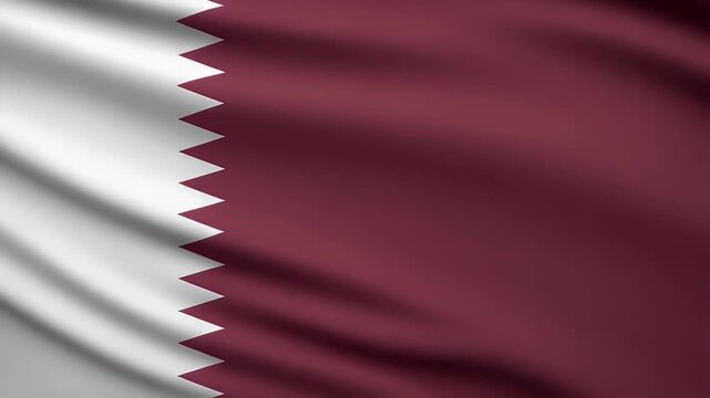 Dynamic Qatar flag waving proudly symbolizing national identity and patriotism in a seamless loop animation, perfect for event broadcasts