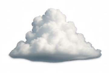 White fluffy cloud floating in clear sky with copy space, clean weather element on transparent background