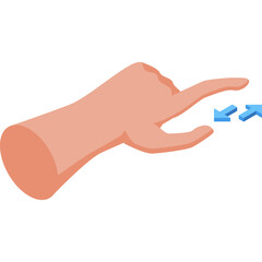Isometric Human Hand Gesturing With Two Blue Arrows Indicating Motion On A Transparent Background