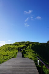 Mount Eden walkway with blue sky in Auckland, New Zealand