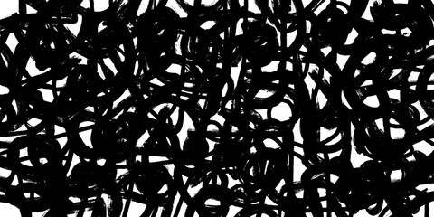 Dynamic abstract artwork featuring bold black brush strokes overlapping on a white background.