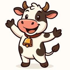 Cheerful bovine waving enthusiastically smiling with joy