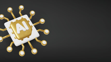 3d Vector AI Chip, AI in science and business, Technology and engineering concept.