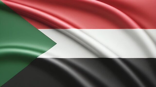 Waving Sudan flag animation for news broadcasts, patriotic events, and national holiday celebrations with a modern, vibrant design