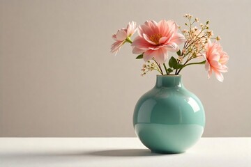 Elegant Glossy Ceramic Vase Perfect for Floral Arrangements and Home Decor, Adding Sophistication and Style to Any Room.  Appealing Curves, Smooth Finish.