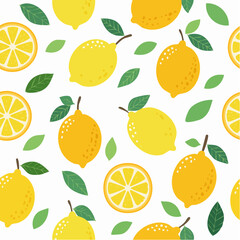 Lemon Pattern with Slices and Leaves.
