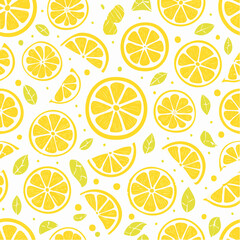 Lemon slices and leaves pattern design.