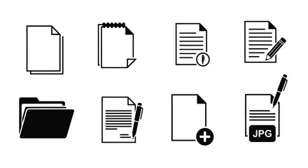 Various document icons representing files folders and different formats
