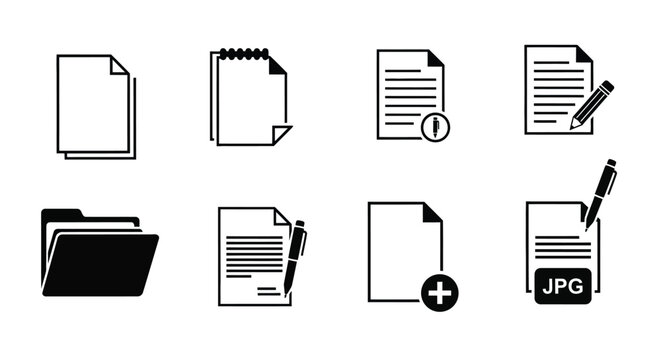Various document icons representing files folders and different formats