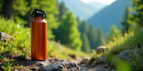 Durable Stainless Steel Hiking Water Bottle in Nature Easy Cleaning, Wide Mouth, Ideal for Outdoor Adventures
