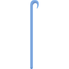 Light Blue Walking Cane with Curved Handle Isolated on Transparent Background Simple Design Object