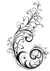 Fototapeta premium Floral flourish design element on blank background. Decoration, graphic arts use