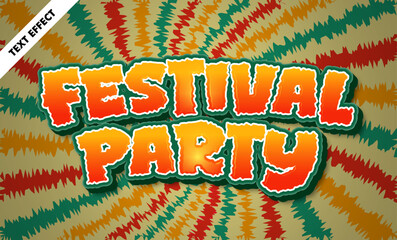 Festival party editable text effect - bold 3d retro groovy font, music event title design