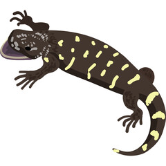 Pixel Art Gila Monster Lizard With Yellow Spots On White Background Close Up Detail Realistic Style