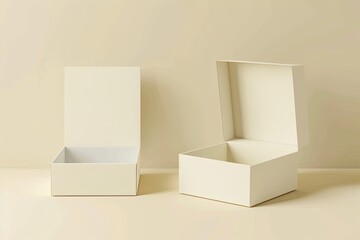 Two open boxes shown indoors, blank canvas for mockup, gift giving, and storage