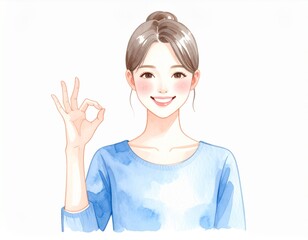 OKサインをしている笑顔の女性