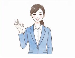 OKサインをしている笑顔の女性